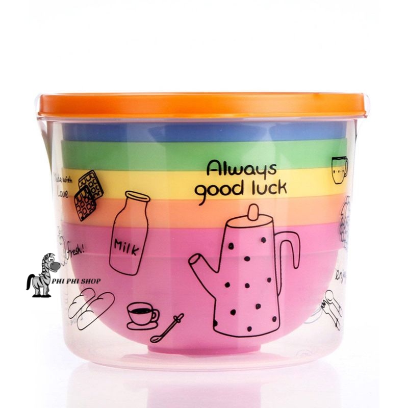 Bộ chén , ly , dĩa nhựa Lock&Lock dành cho bé Rainbow