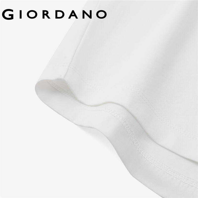 Giordano áo thun tay ngắn nữ chất liệu bông tơ bóng cổ vuông tà áo hình cung dệt kim Free Shipping 05323442