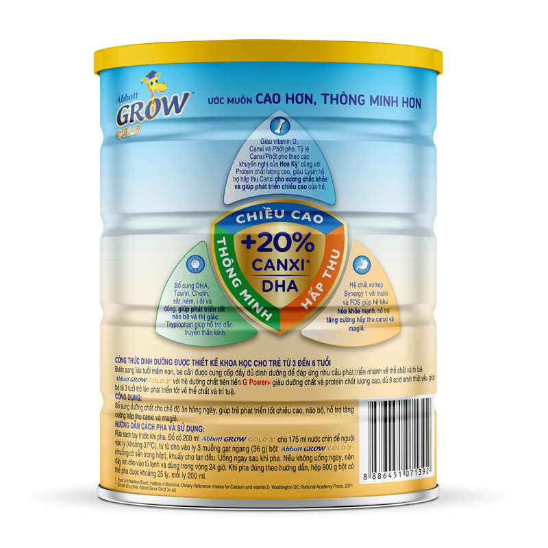 Sữa bột Abbott Grow 3+ 800g/lon cho trẻ từ 3-6 tuổi