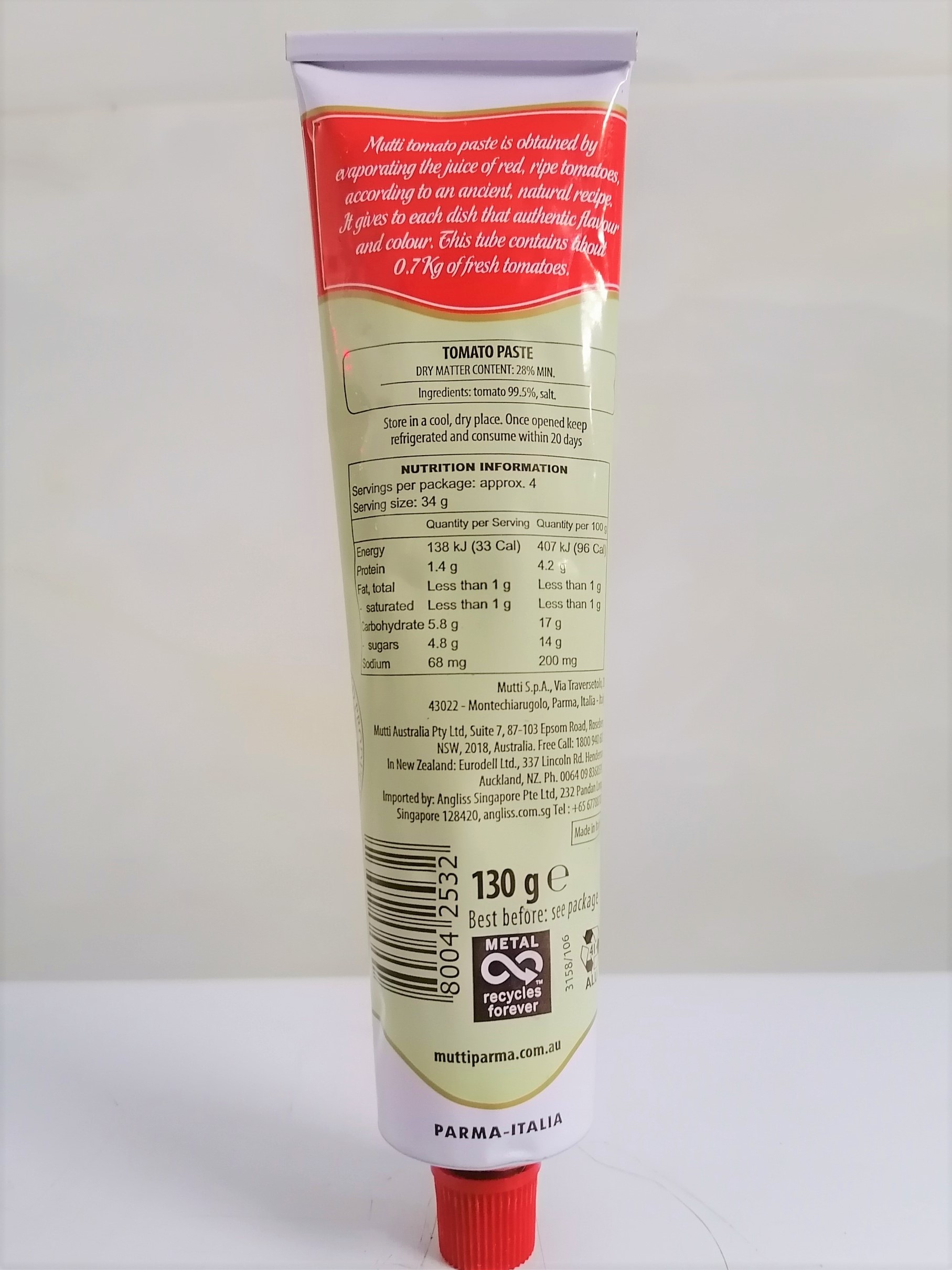 [TUÝP 130g] XỐT CÀ CHUA ĐẬM ĐẶC [Italia] MUTTI Tomato Paste Double Concentrated