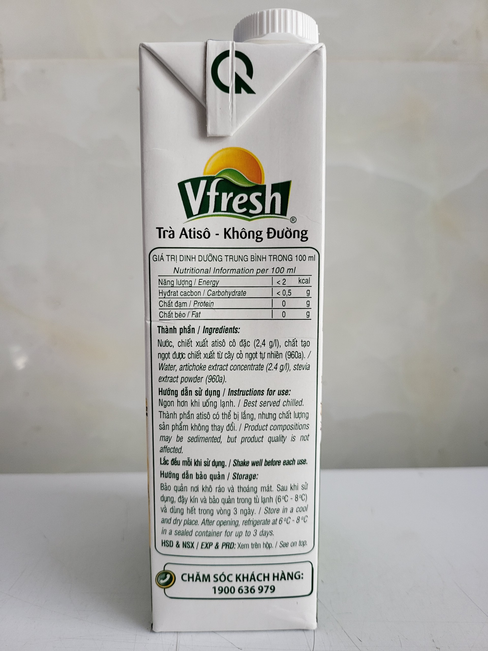 Hộp 1 lít không đường trà atisô vfresh vn vinamilk sugar free artichoke - ảnh sản phẩm 5