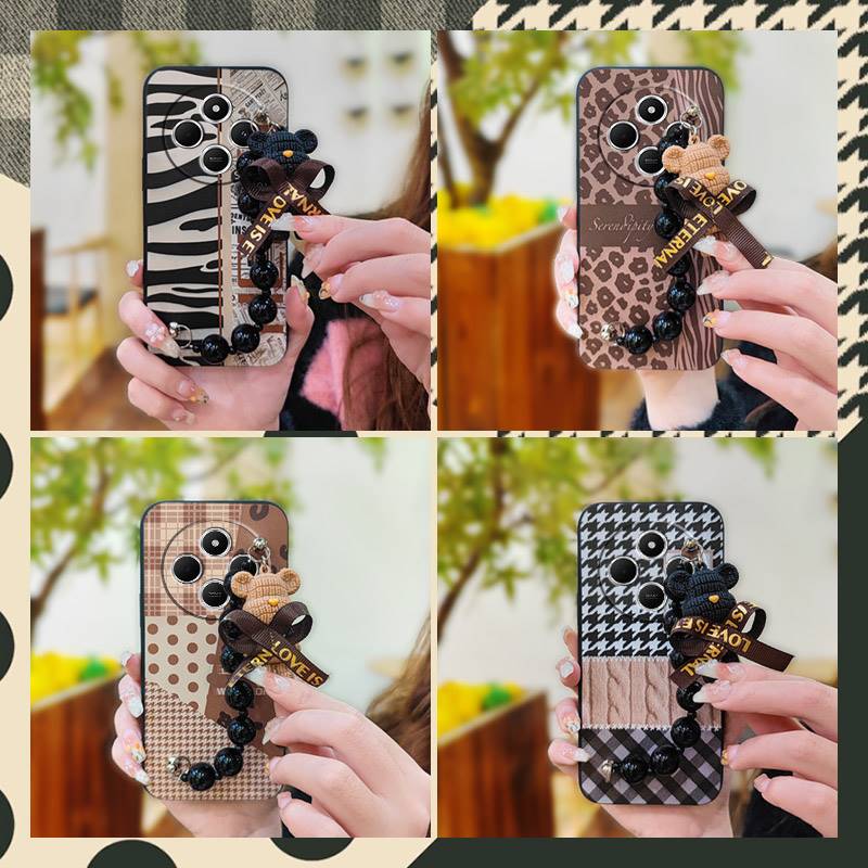 Waterproof Cartoon Phone Case For Redmi A4 5G Skin-friendly feel soft case Bear bracelet Simplicity protective case cute. 
