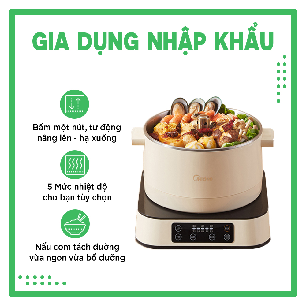 [FreeshipMAX] Nồi lẩu thang máy MIDEA  - Nồi lẩu điện MIDEA, nồi lẩu điện thang máy