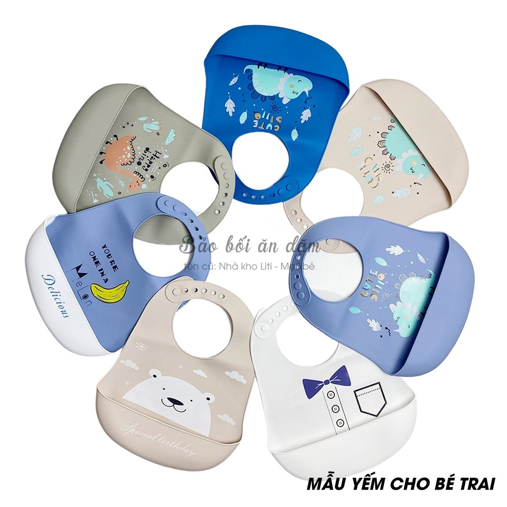Yếm máng silicon tập ăn dặm cho bé