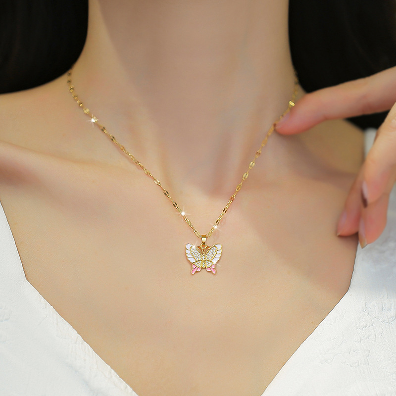DIEYURO%20316L%20Stainless%20Steel%20Pink%20Cute%20Butterfly%20Pendant%20Necklace%20For%20Women%20Fashion%20Girls%20Clavicle%20Chain%20Jewelry%20Birthday%20Gifts%20-%20Image%209
