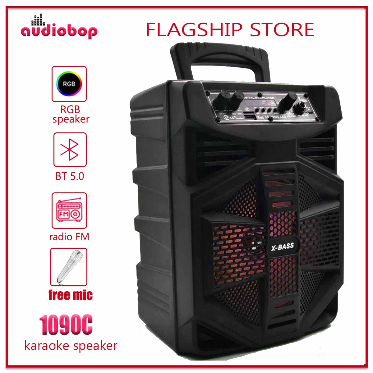 Audiobop 8Inch Karaoke Wireless Bluetooth Portable Speaker with FREE