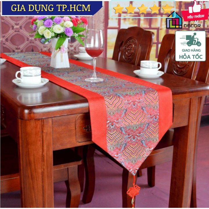 Tonydecor - khăn trải bàn tonydecor red zen an khang thịnh vượng 33196 cm