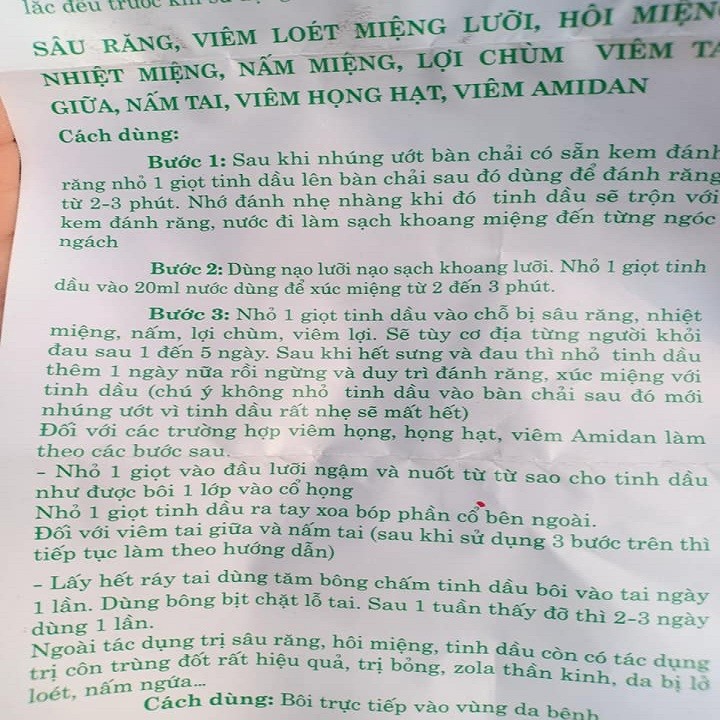Tinh dầu răng miệng Dạ Thảo Liên chính hãng
