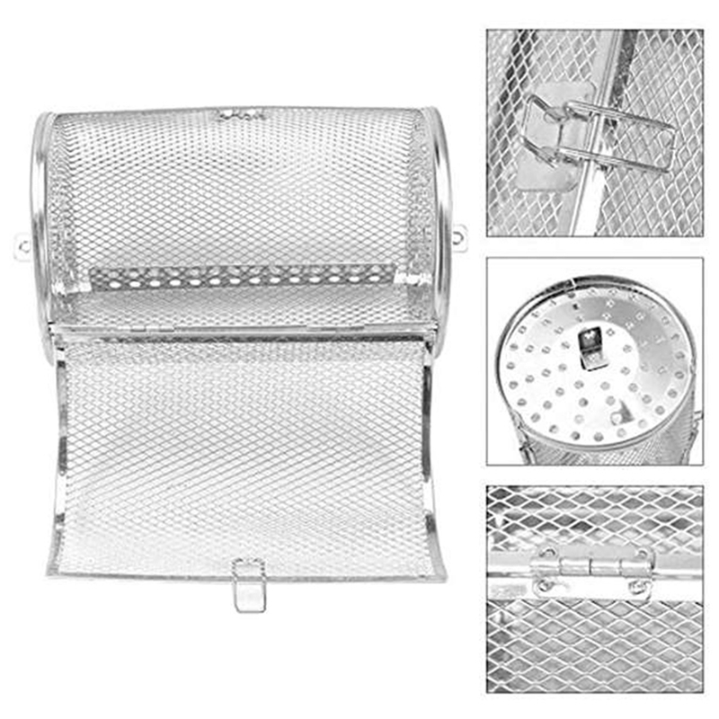 Stainless Steel Grill Roaster Drum Oven Basket,Round Tumble Rotisserie