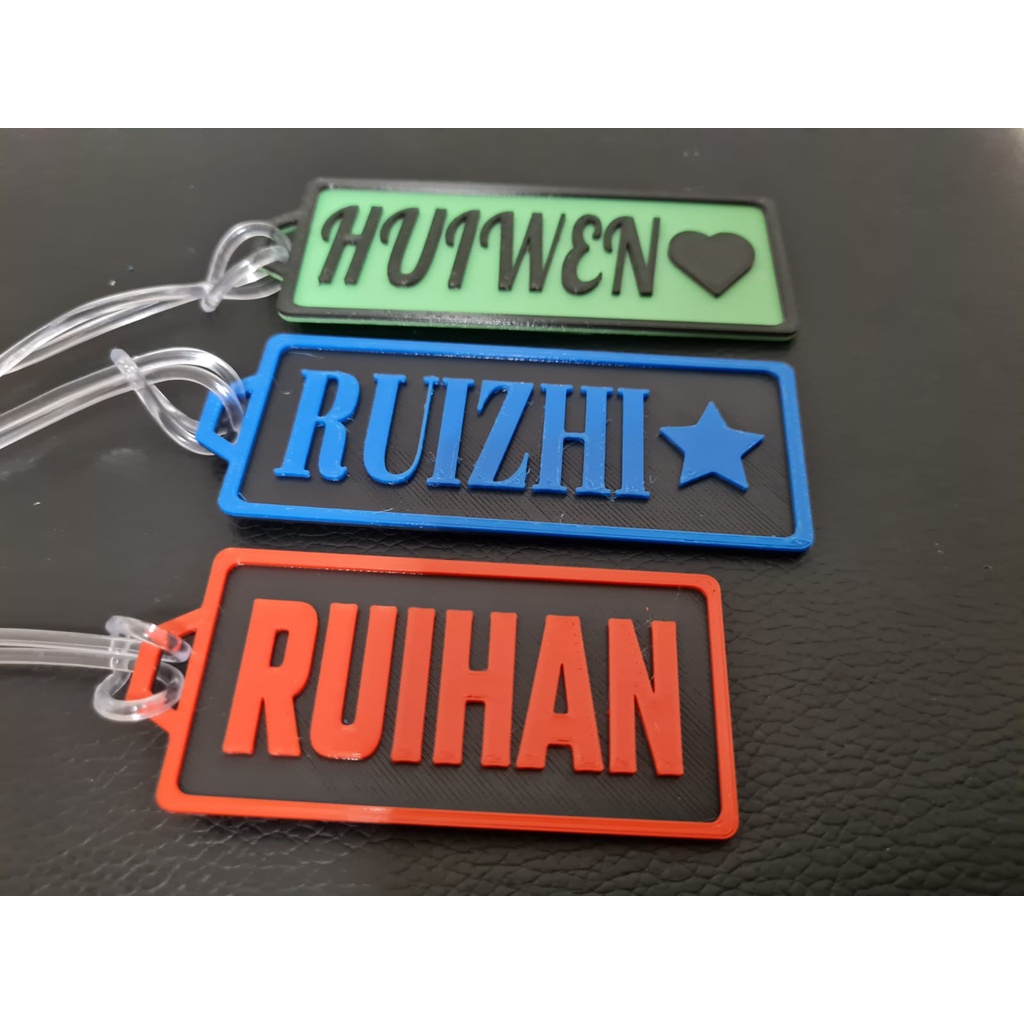 Keychain 3d Printed Luggage Tag SG] 3D Custom Name Luggage Tag