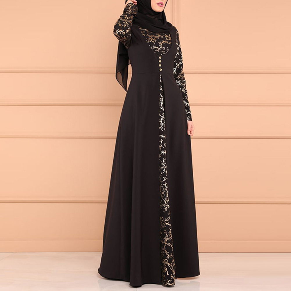 Party Elegant Muslim Women Long Sleeve Kaftan Maxi Dress without Hijab For Ladies enchantment Dresses Hot. 