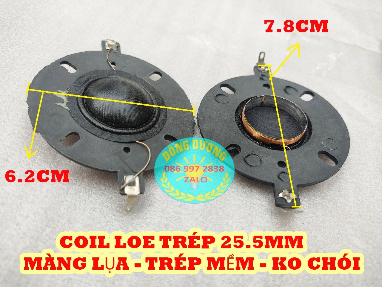 Côn loa trép đôm 25.5mm càng to - màng lụa - dây đồng - trép mềm không chói