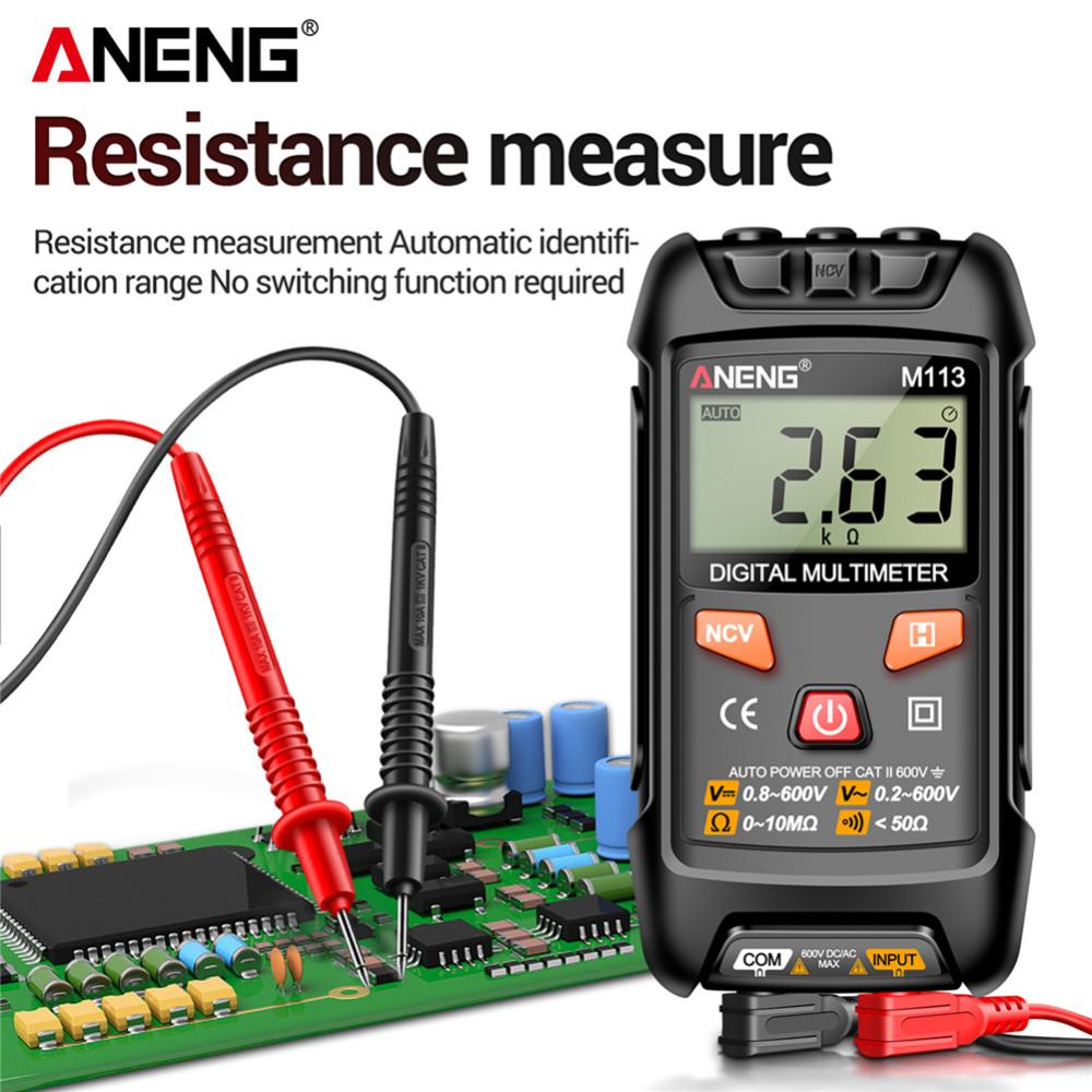 【Aneng】Máy kiểm tra máy đo vạn năng Mini kỹ thuật số Đồng hồ vạn năng thông minh LCD AC/DC Đồng hồ đo dòng điện điện áp với lưu dữ liệu NCV cho thợ điện