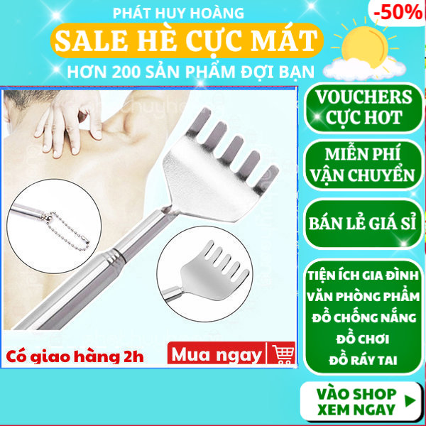 Cây gãi lưng Inox kéo dài nhỏ gọn, cây gay lưng bằng inox không gỉ, gay gai lung inox sieu tiện, cây gãi lưng kéo dài, Gai lung đa năng gấp gọn, cây gải lưng inox, dụng cụ gãi lưng có thể thu gọn, Phát Huy Hoàng