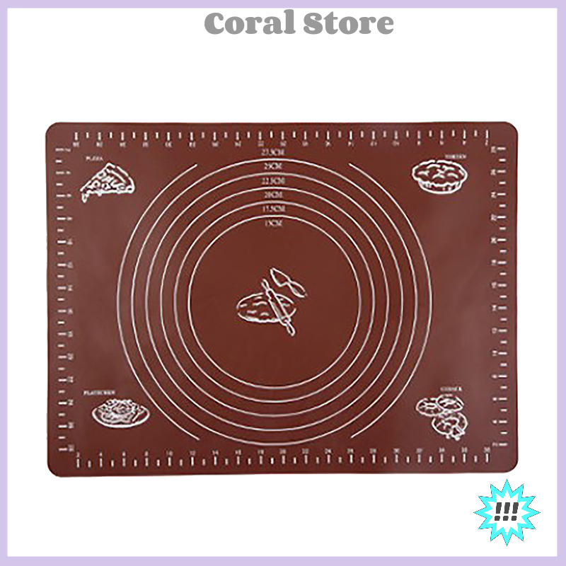 【Coral】💖【HOT SALE】🎈🎈 Silicone Mat Kneading Dough Mat Cookie Cake Sheet Baking Mat Tools Non-stick Rolling Large Dough Pads Tools Sheet Accessories