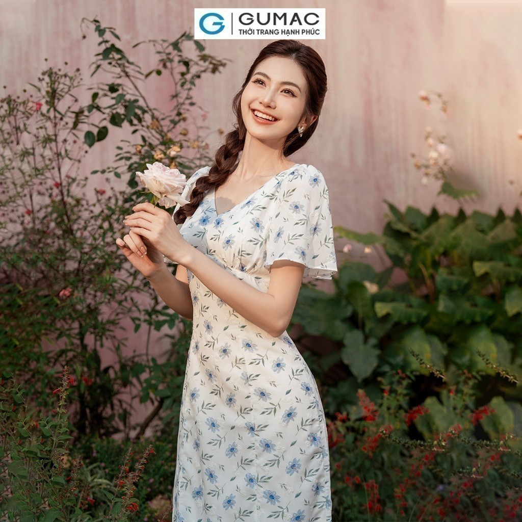 Đầm nữ đuôi cá cổ V thời trang GUMAC DE03018