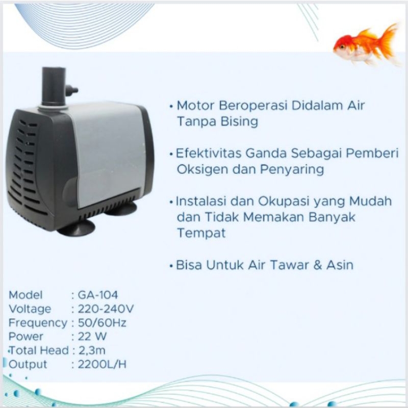 Pompa Kolam/Air Mancur hidroponik GINGA GA 104