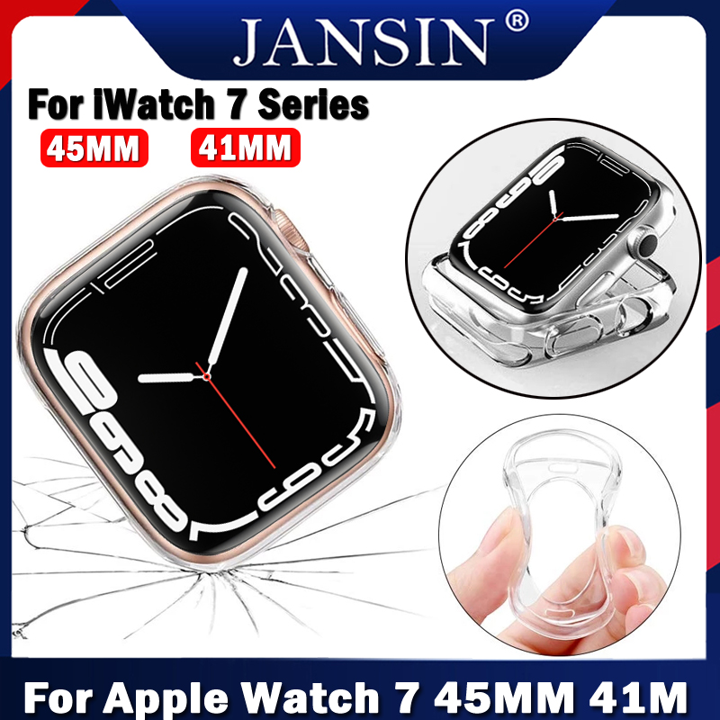 Vỏ đồng hồ cho Apple Watch 7 41mm 45mm Vỏ bảo vệ mềm silicon chống xước cho i Watch Series 7 41mm 45mm TPU Half Cover Protector Case thumbnail