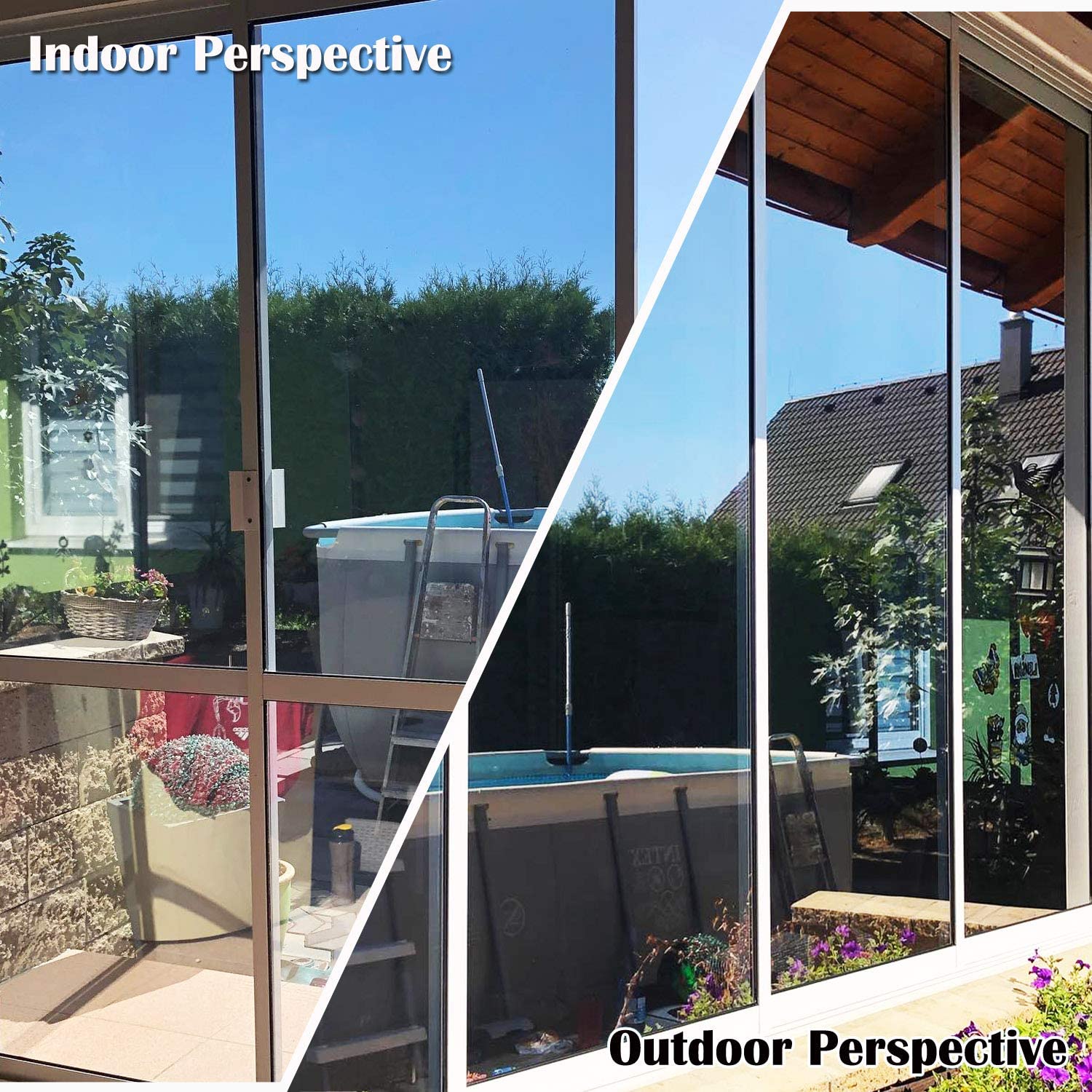 Afdb One Way Window Film Mirror Effect Tint Glass Covering For Home Reflective Heat Control Anti Glass Door Sticker. 