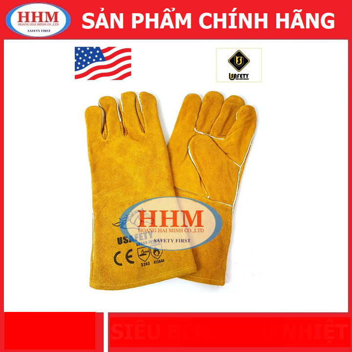 Găng tay da thợ hàn Usafety - màu cam