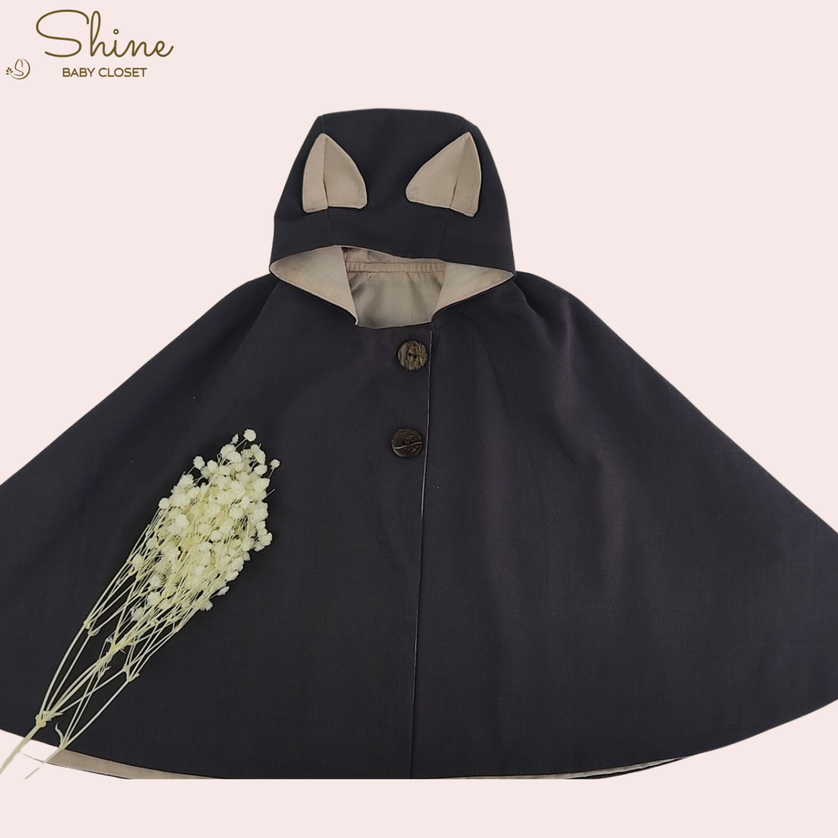 Áo khoác chống nắng bé trai bé gái Shine Baby Closet màu xám đen 2 lớp