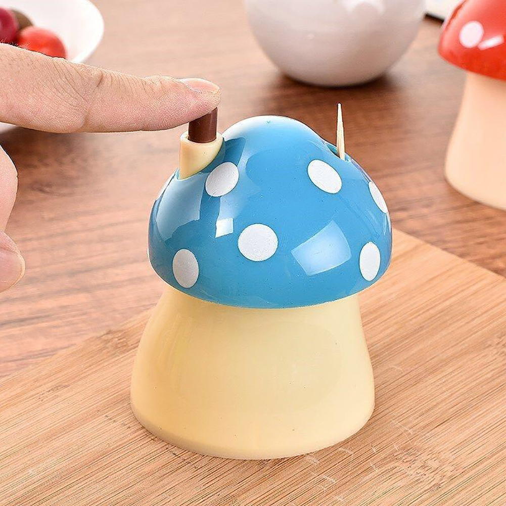 1Pc Portable Home Bar Mushroom Automatic Toothpick Storage Box Dispenser Holder