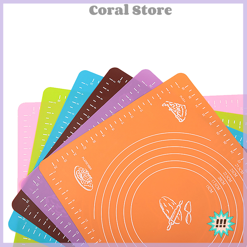 【Coral】💖【HOT SALE】🎈🎈 Silicone Mat Kneading Dough Mat Cookie Cake Sheet Baking Mat Tools Non-stick Rolling Large Dough Pads Tools Sheet Accessories