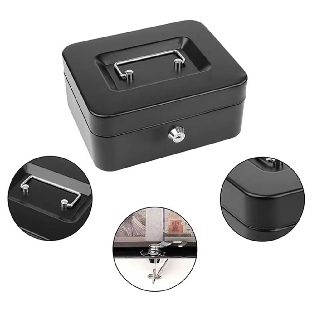 Creative Mini Lockable Cash Box with Key Metal Lock Box Sturdy Construction Portable For Kids. 