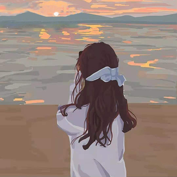 RUOPOTY 20x20cm With Ready Frame Painting By Number Girls Back Drawing