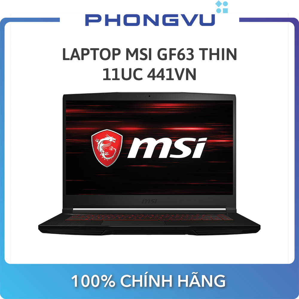 Laptop MSI GF63 Thin 11UC ( 15.6″/i7-11800H/8GB/512GB SSD/RTX 3050/Win 10 Home) – Bảo hành 12 tháng