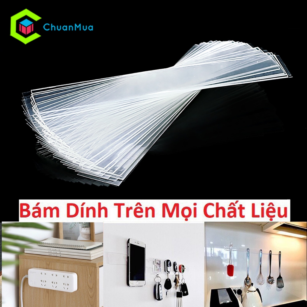 Miếng Keo Silicon Trong Suốt 2 Mặt Đa Năng Dán Siêu Dính ( Băng Keo 2 Mặt 2*20cm Tái Sử Dụng Bám Tốt Trên Mọi Bề Mặt )
