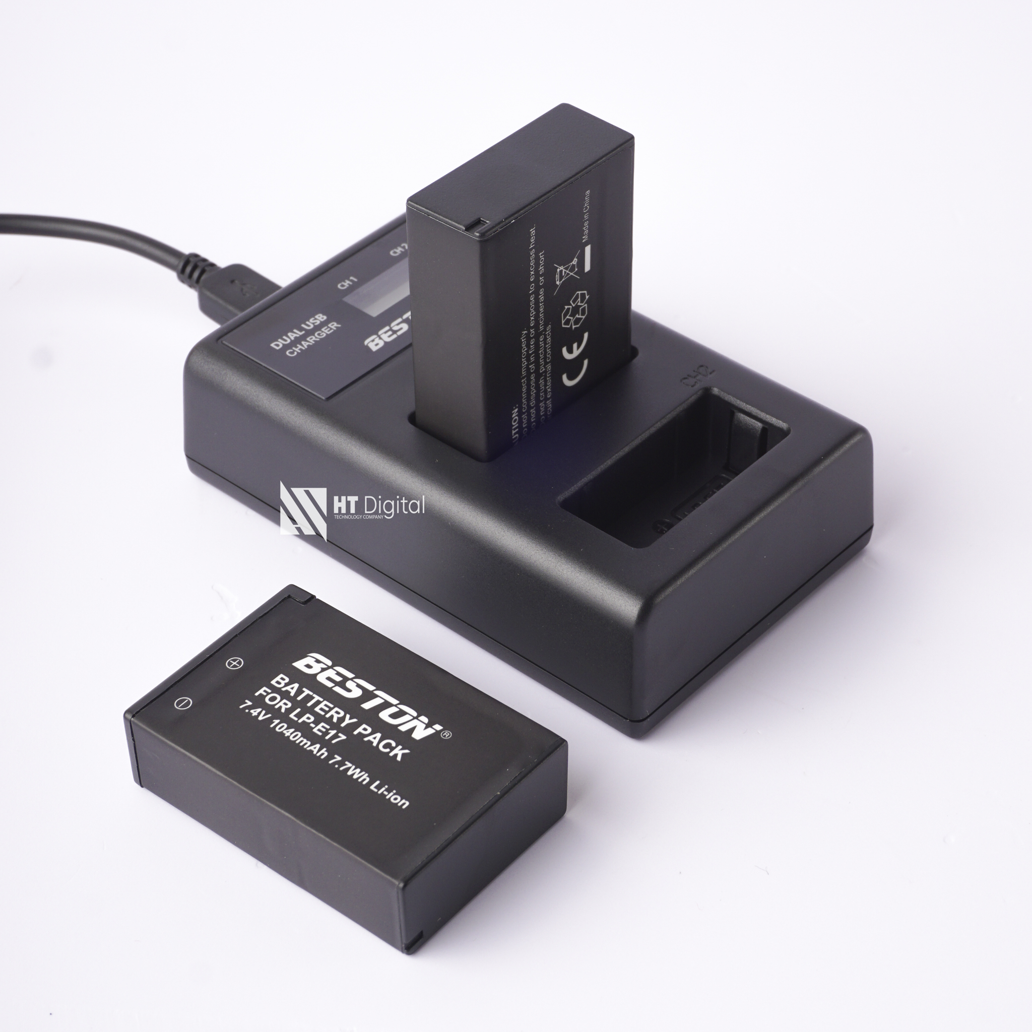 Bộ 2 pin lp-e17 + sạc đôi lp-e17 beston cho canon 77d 750d 760d 800d 8000d 200d m3 m5 m6