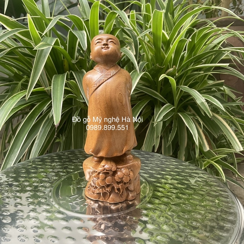 [GIA RE] Tượng tuỳ duyên gỗ bách cao 30cm