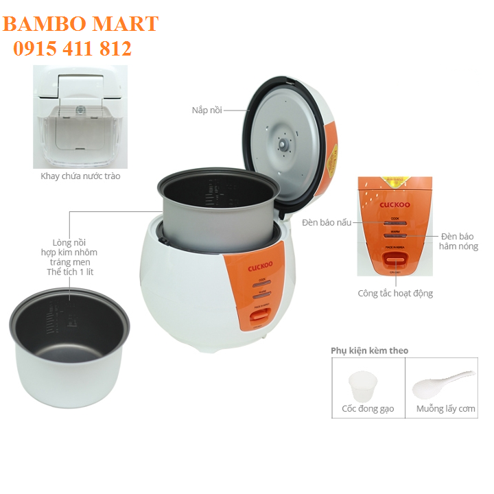 NỒI CƠM ĐIỆN CUCKOO CR-0661 DUNG TÍCH 1.08 LÍT (MÀU XANH)