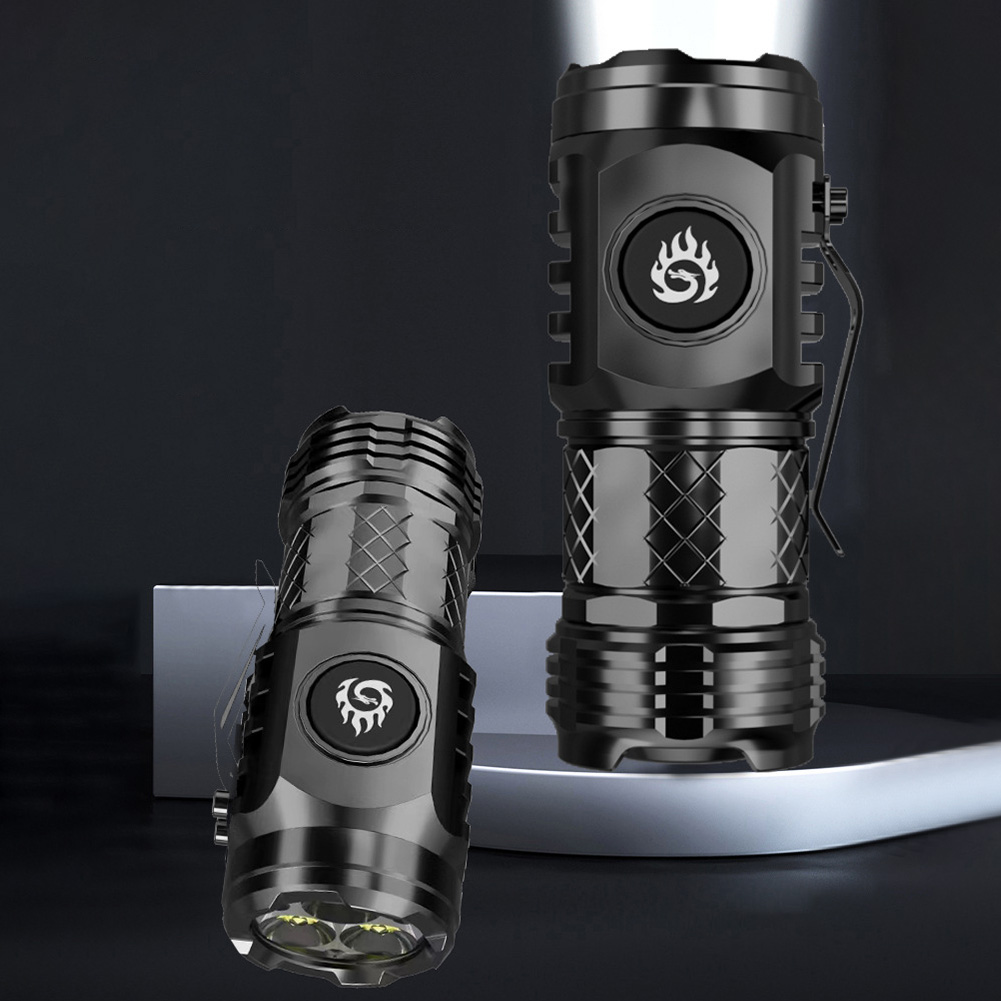 High Power LED Flashlight Torch 20W Compact Powerful Emergency Flashlights Waterproof 18350 Battery for Hiking Exploring