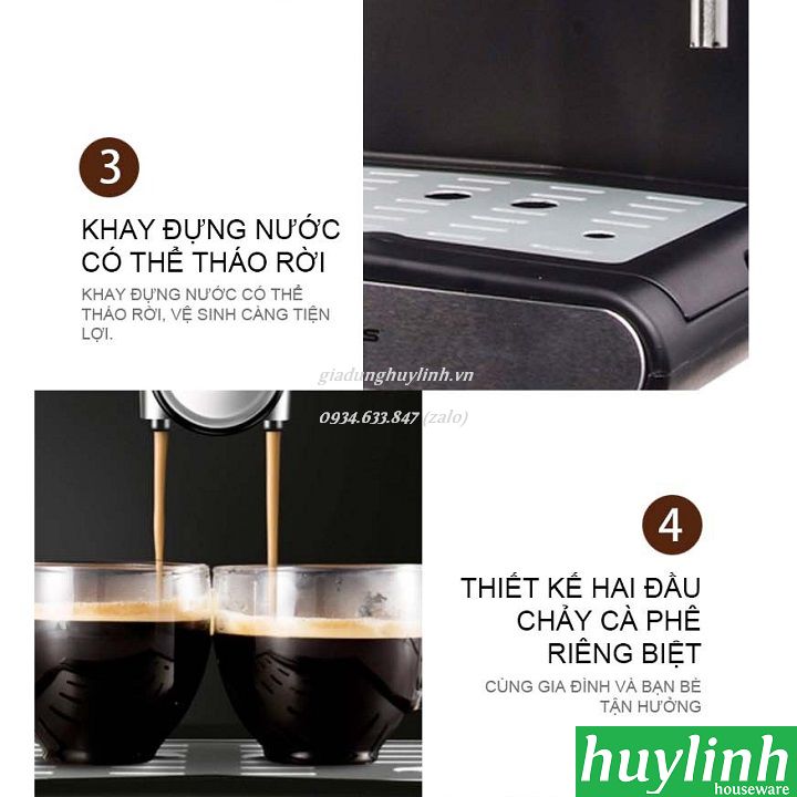 [HCM]Máy pha cà phê Tiross TS6211 - Tặng kèm máy xay cà phê