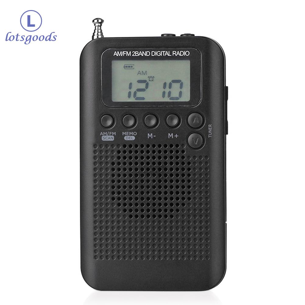 HRD-104 Portable Mini Radio Stereo Antenna MP3 Music Player LCD Display Radio FM AM Pocket with Driver Speaker Rechargeable