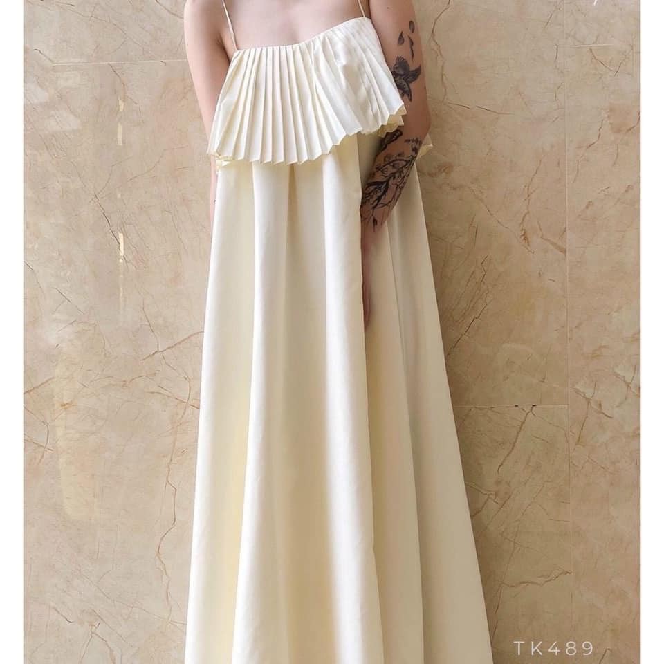 Đầm maxi 2 dây cột nơ dập li