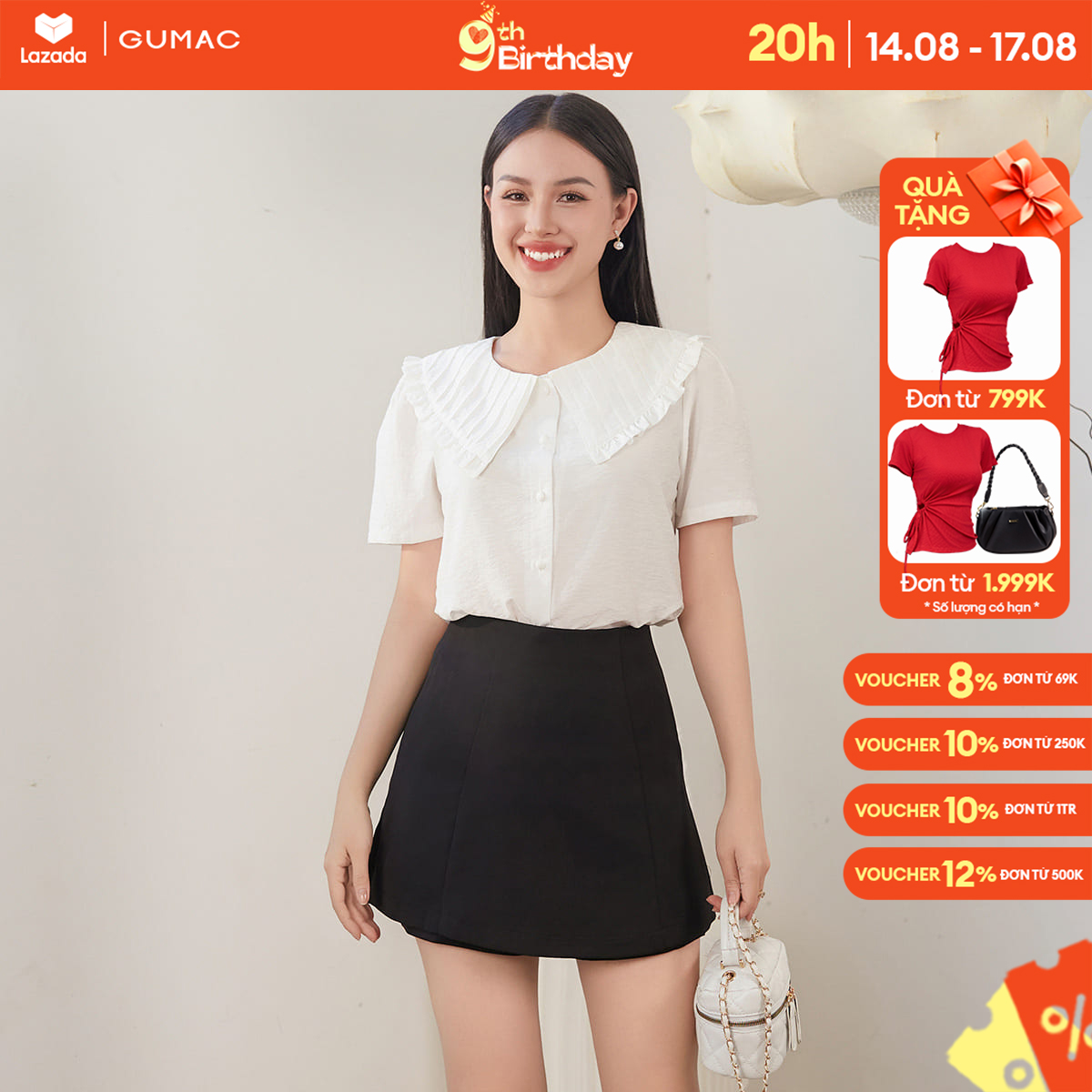 Quần giả váy lưng liền thời trang gumac she01040