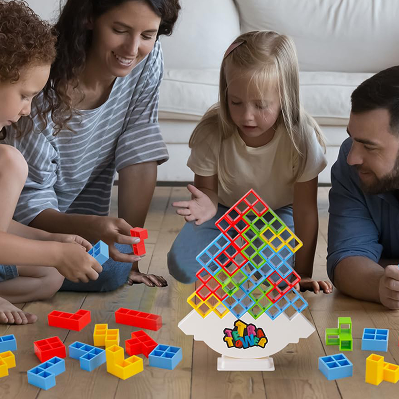 microgood 16/32/48Pcs Tower Balance Stacking Plastic Building Blocks Board Game Skill Training Brain Development Toy Preschool Educational Toy for Boys Girls Birthday Christmas Gift
