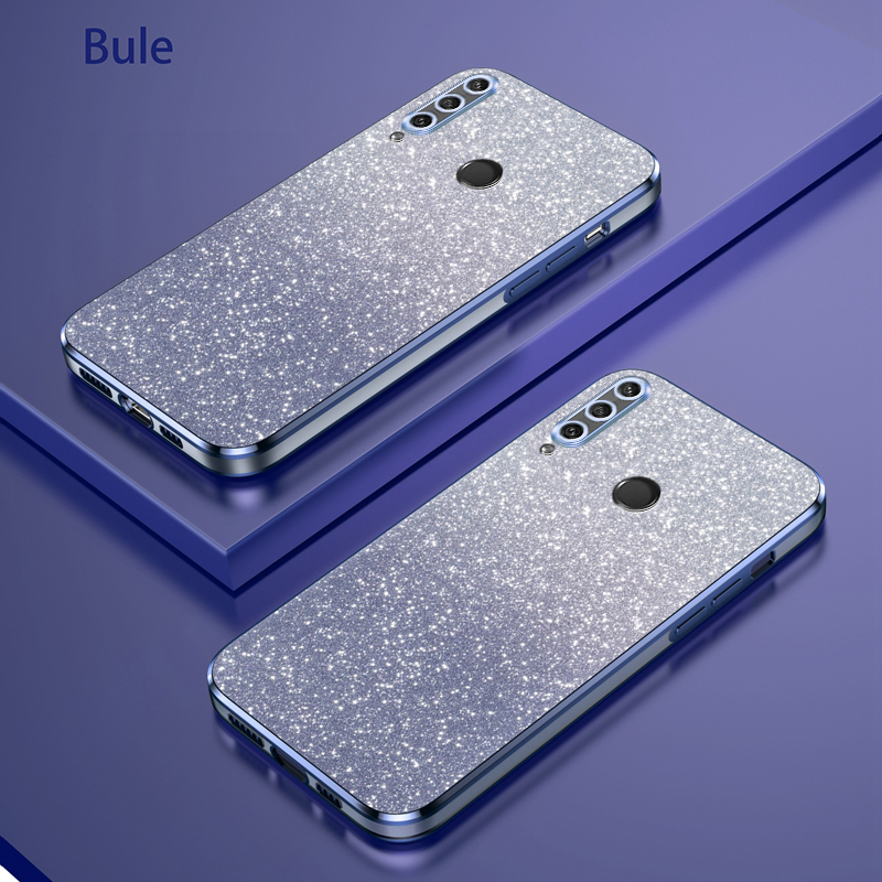 Casing Luxury Plating Phone Case For Huawei Y6P Case HuaweiY6P Glitter Clear Soft Cover With Glitter Flake
