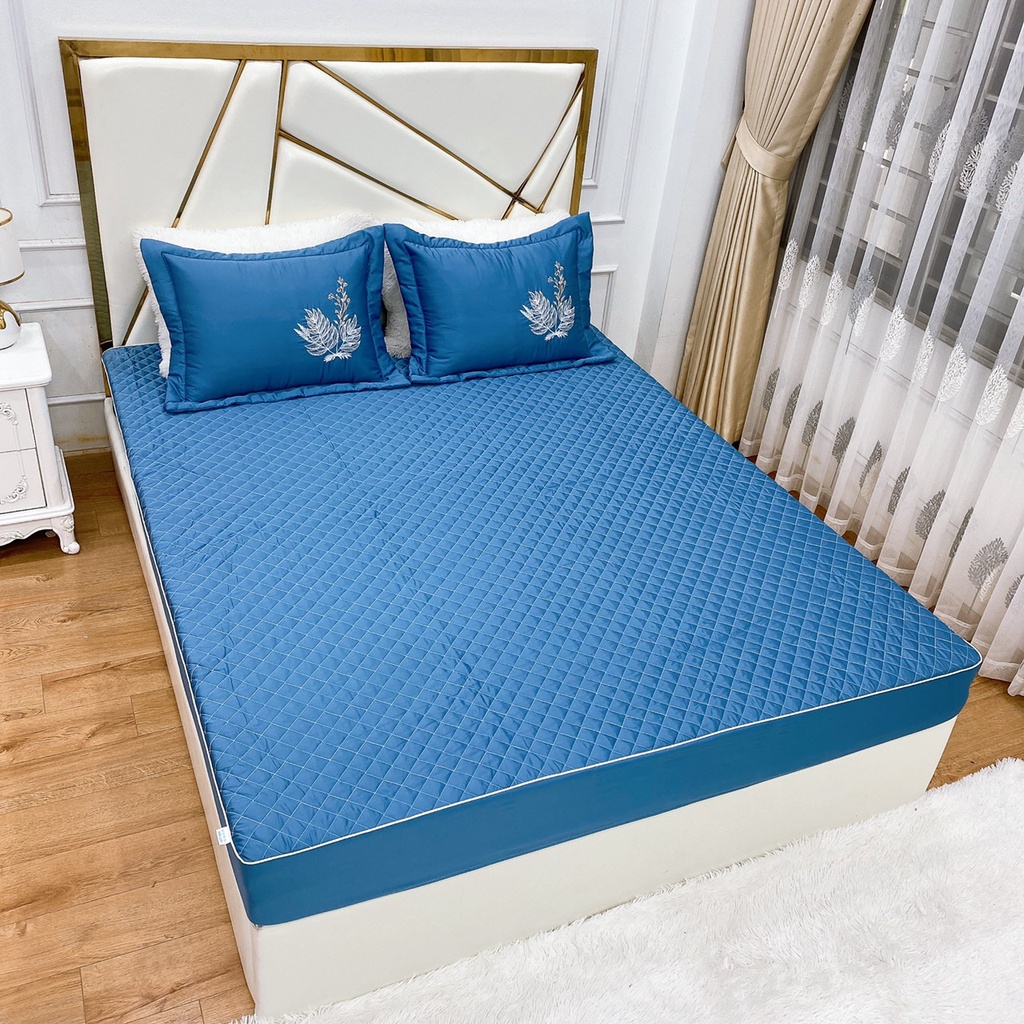 Bộ ga chun trần và 2 vỏ gối nằm phi lụa cao cấp