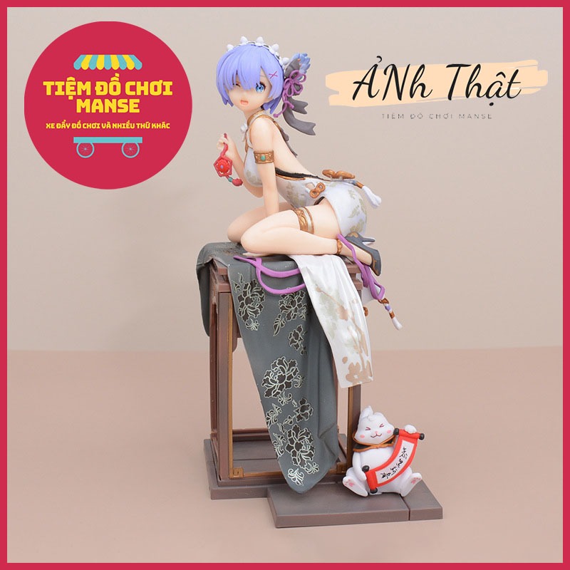 Mô hình nhân vật rem emilia trang phục sườn xám dạ hội - quà tặng tráng trí - re:zero