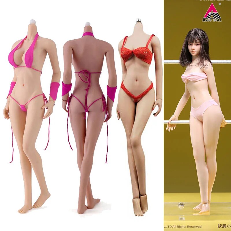 JIAOU DOLL 1/6 Flexible Female Seamless Body 12-Inch Asian Europen Small  Mid Large Breast Action Figure Multicolor Skin Body