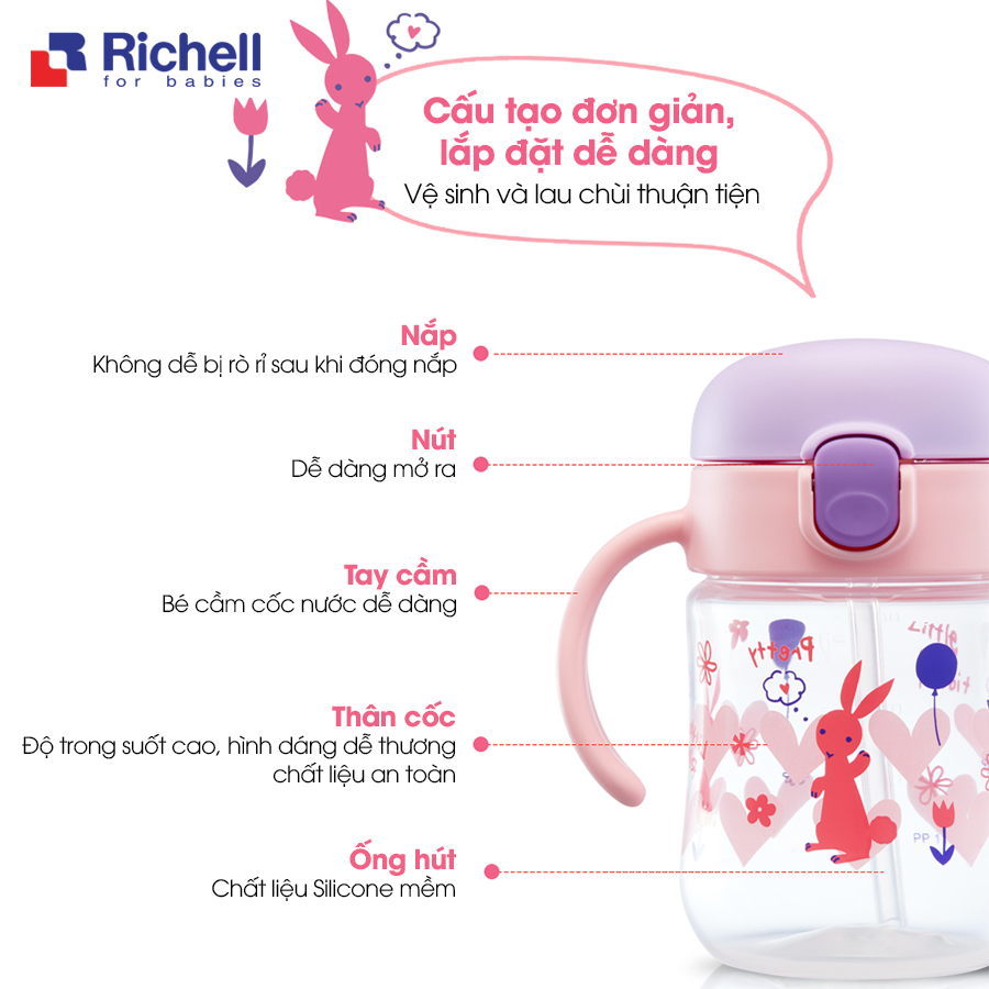 Bình tập uống có tay cầm Richell T.L.I