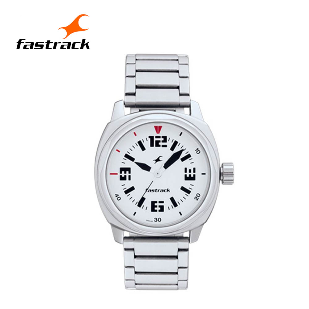 Fastrack Silver White Dial Silver Stainless Steel Strap Analog