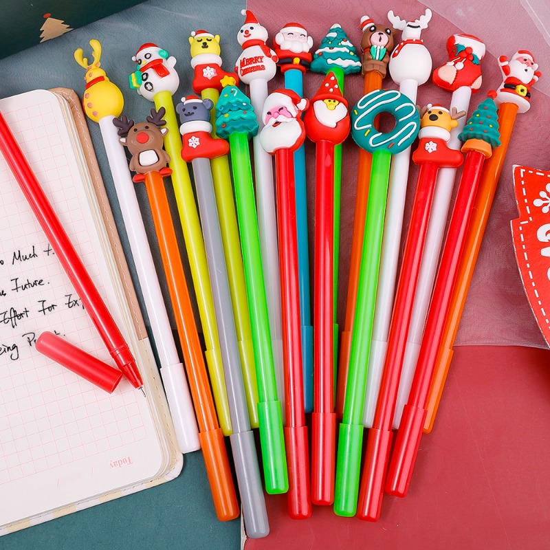 5Pcs Cute Christmas Themed Gel Pen Black Ink Kawaii Santa