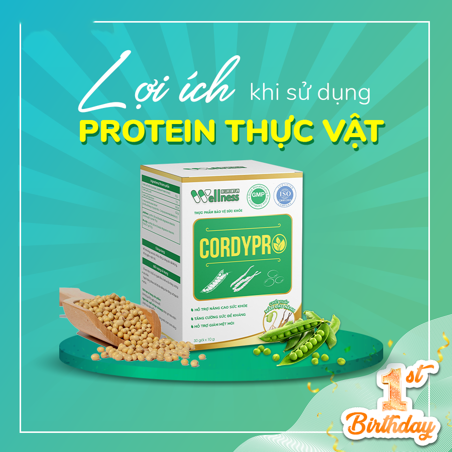 Thực phẩm protein thực vật Cordypro - Hộp 30 gói