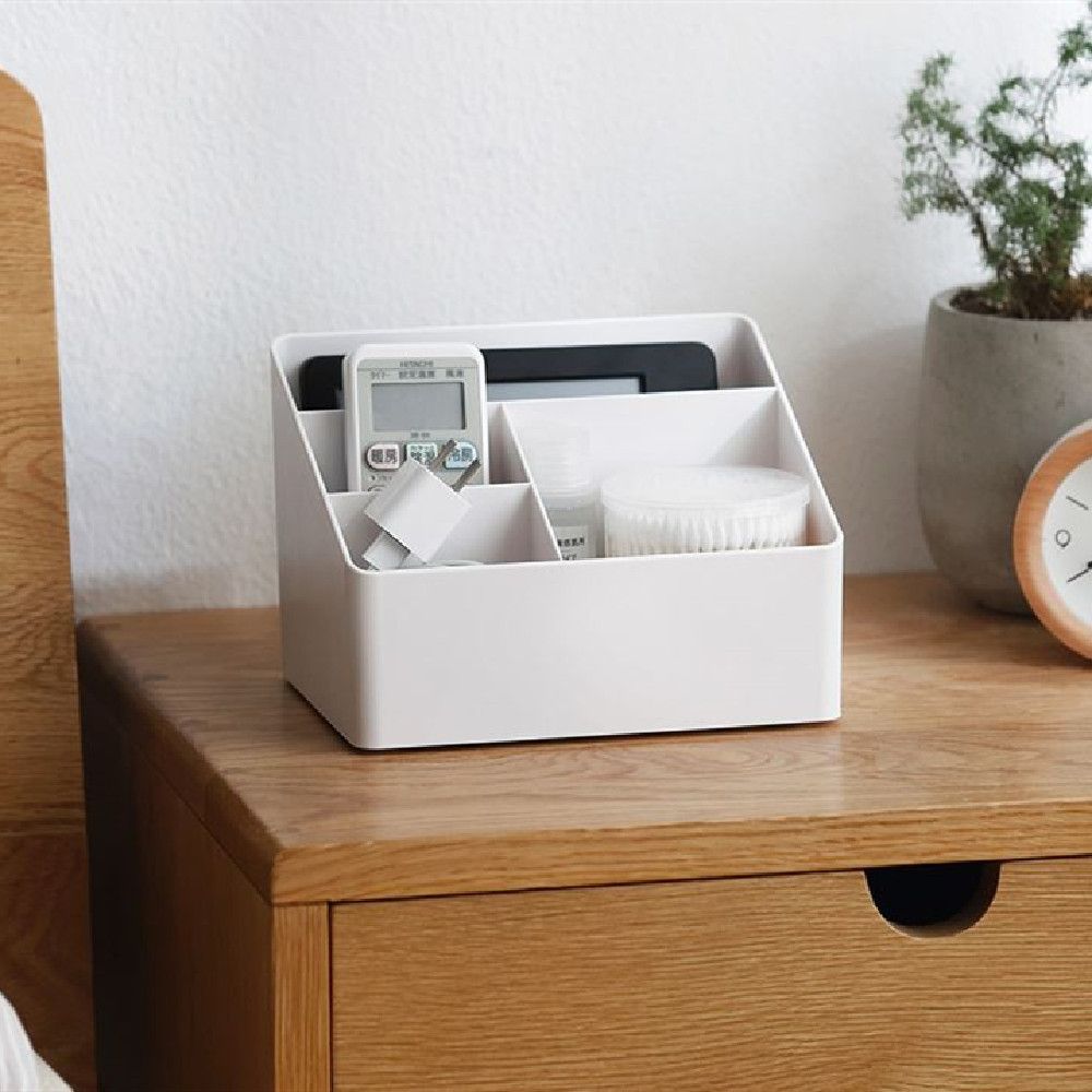 WAYNE Plastic Cosmetic Storage Multiple Grids Organize Box Remote Control Storage Desktop Storage Box