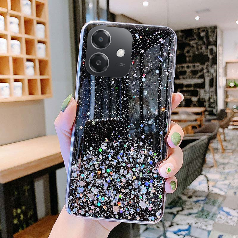 New Phone case OPPO A5i case Glitter Bling Sequins Starry Sky Transparent Soft Full Stars Moon for OPPO A5i case. 